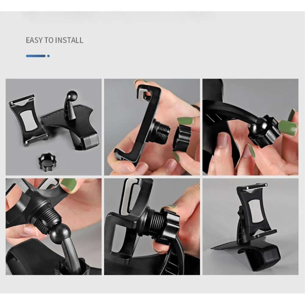 3 in 1 Car GPS Smartphone Holder: Dashboard / Visor Clamp   AC Grid Clip for Sharp Aquos Xx 302SH - Black