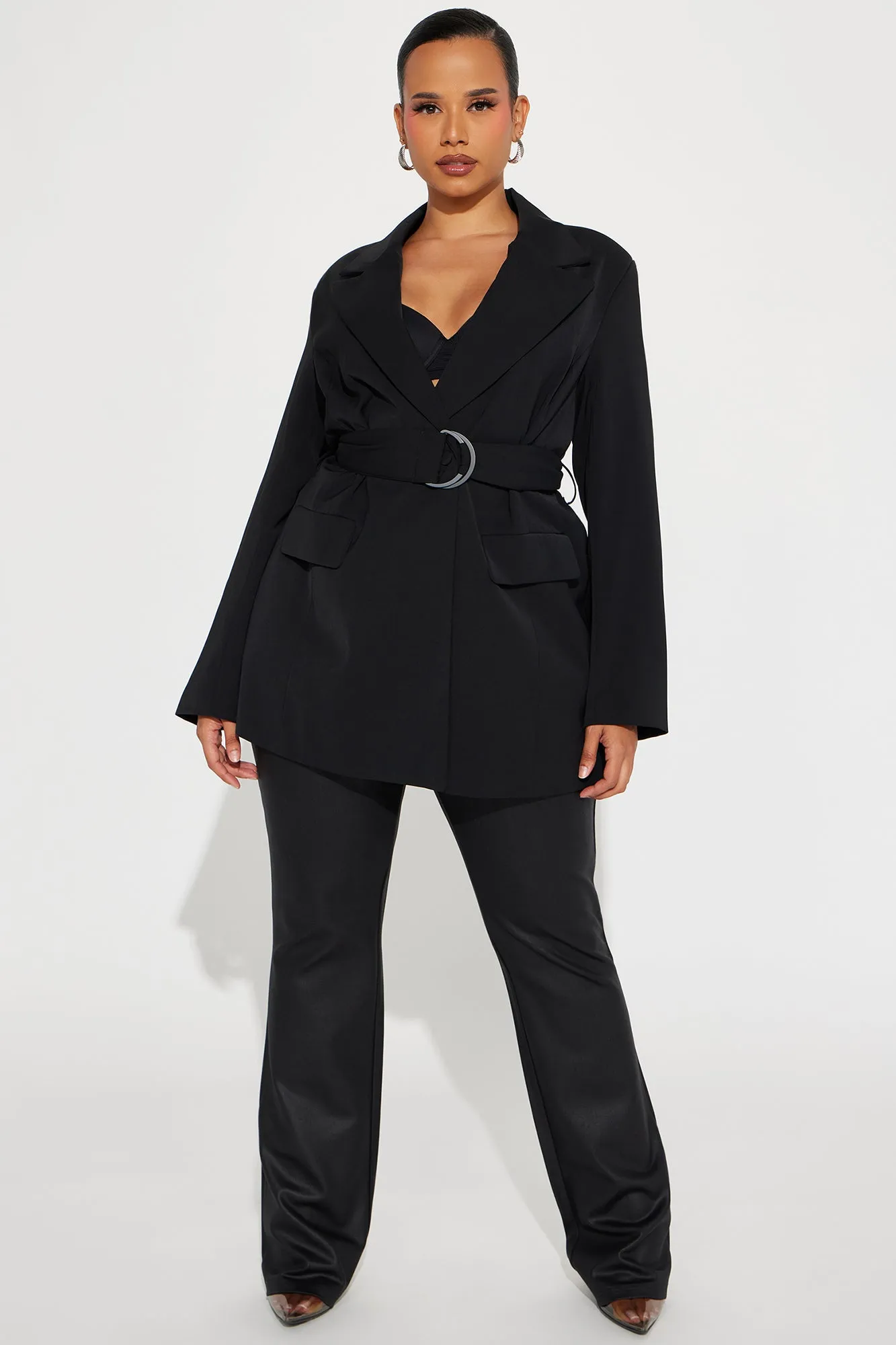 Analeah Belted Blazer - Black