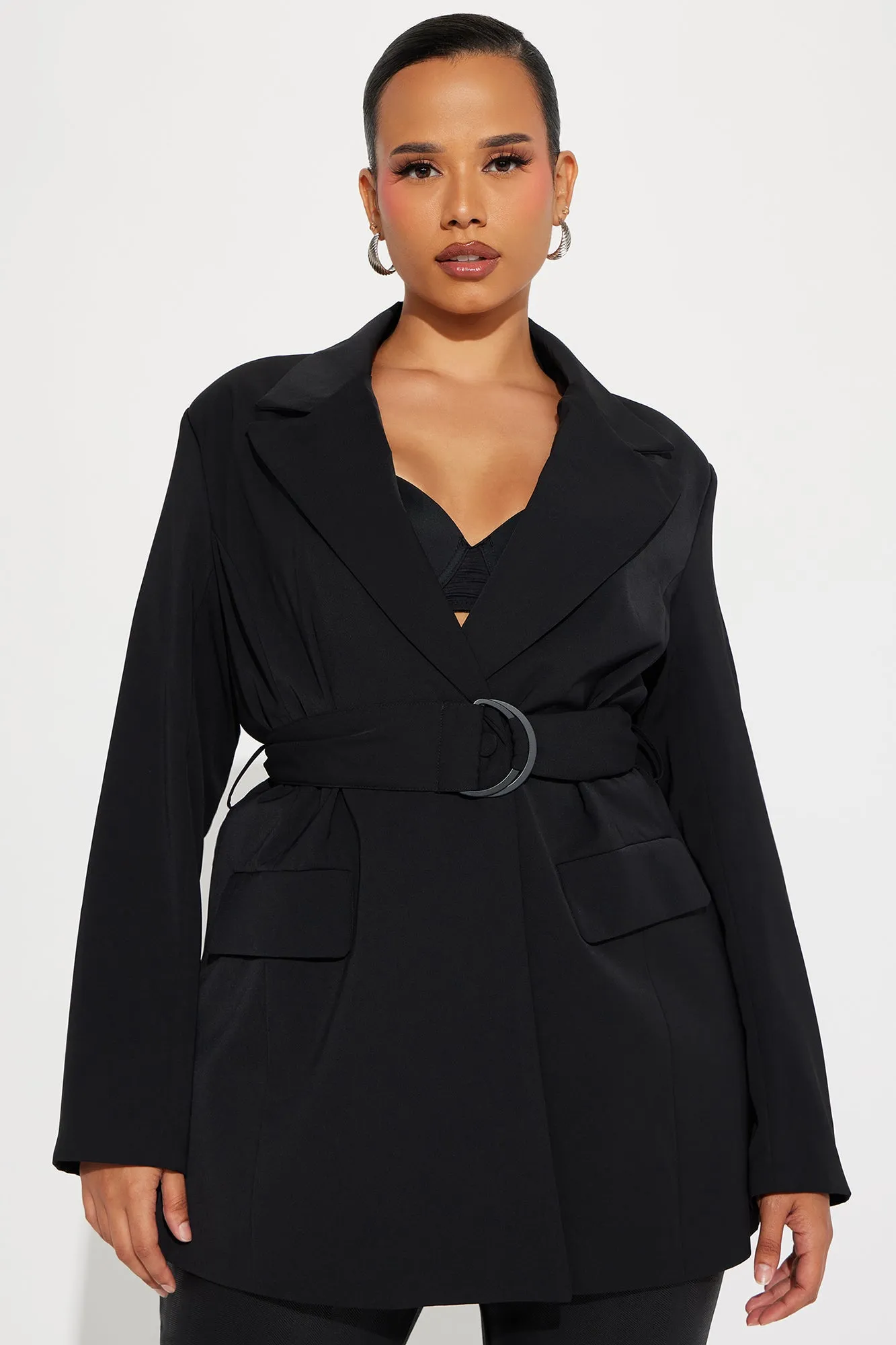 Analeah Belted Blazer - Black