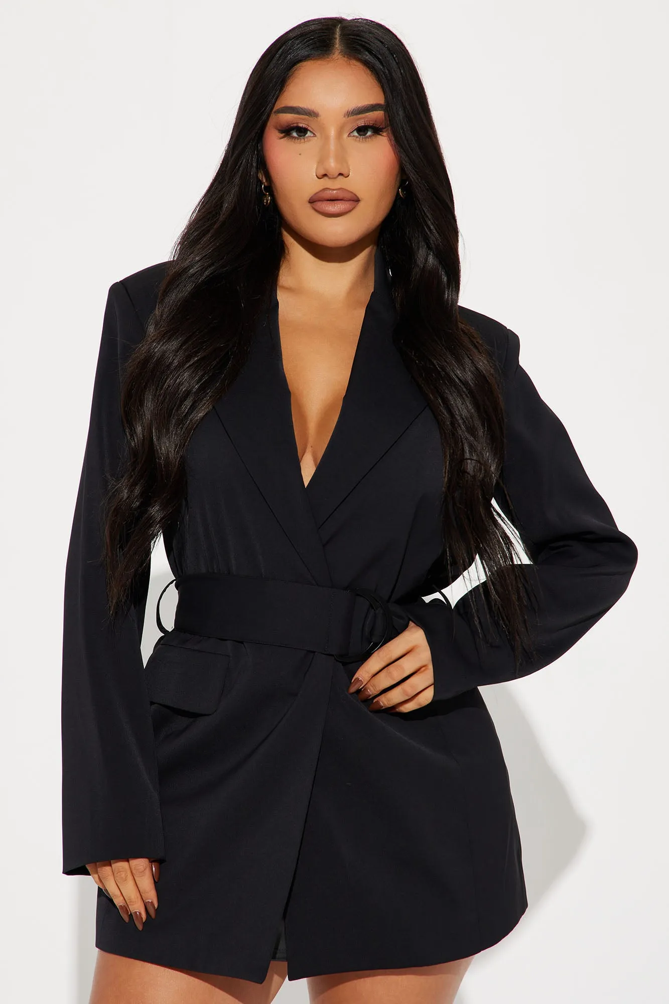 Analeah Belted Blazer - Black