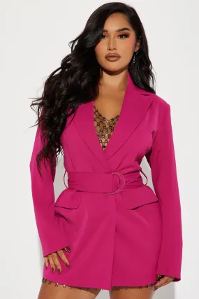 Analeah Belted Blazer - Fuchsia