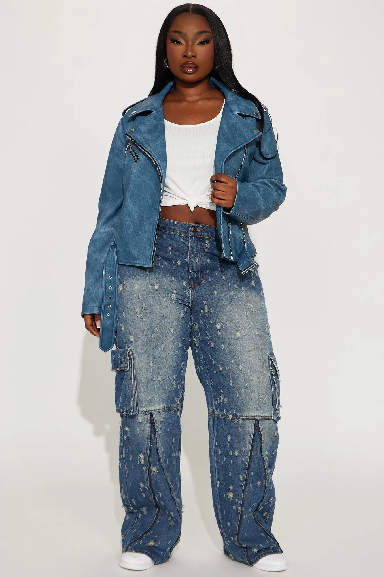 Anitta Faux Leather Jacket - Blue