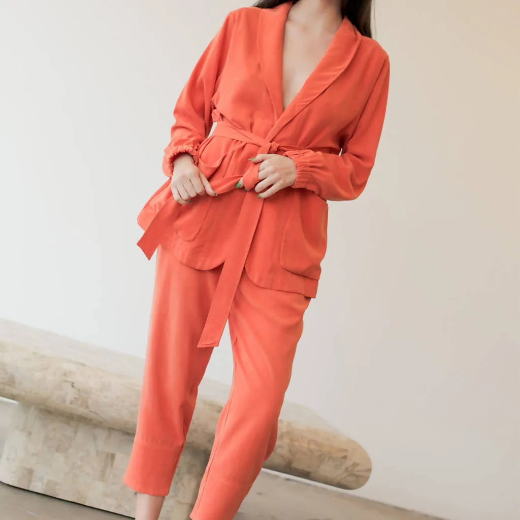 Belted Blazer - Washed Sienna