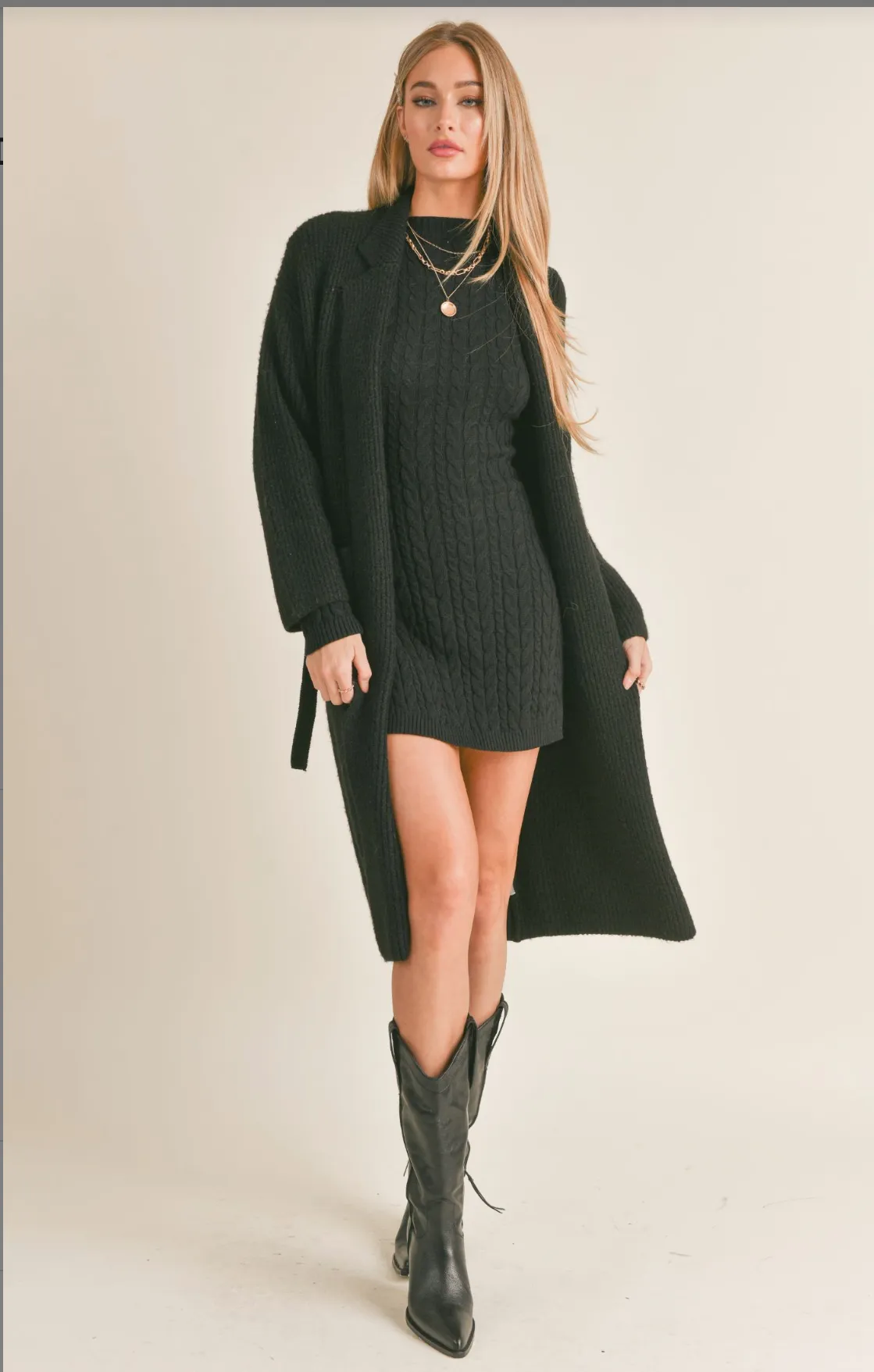 Belted Sweater Duster