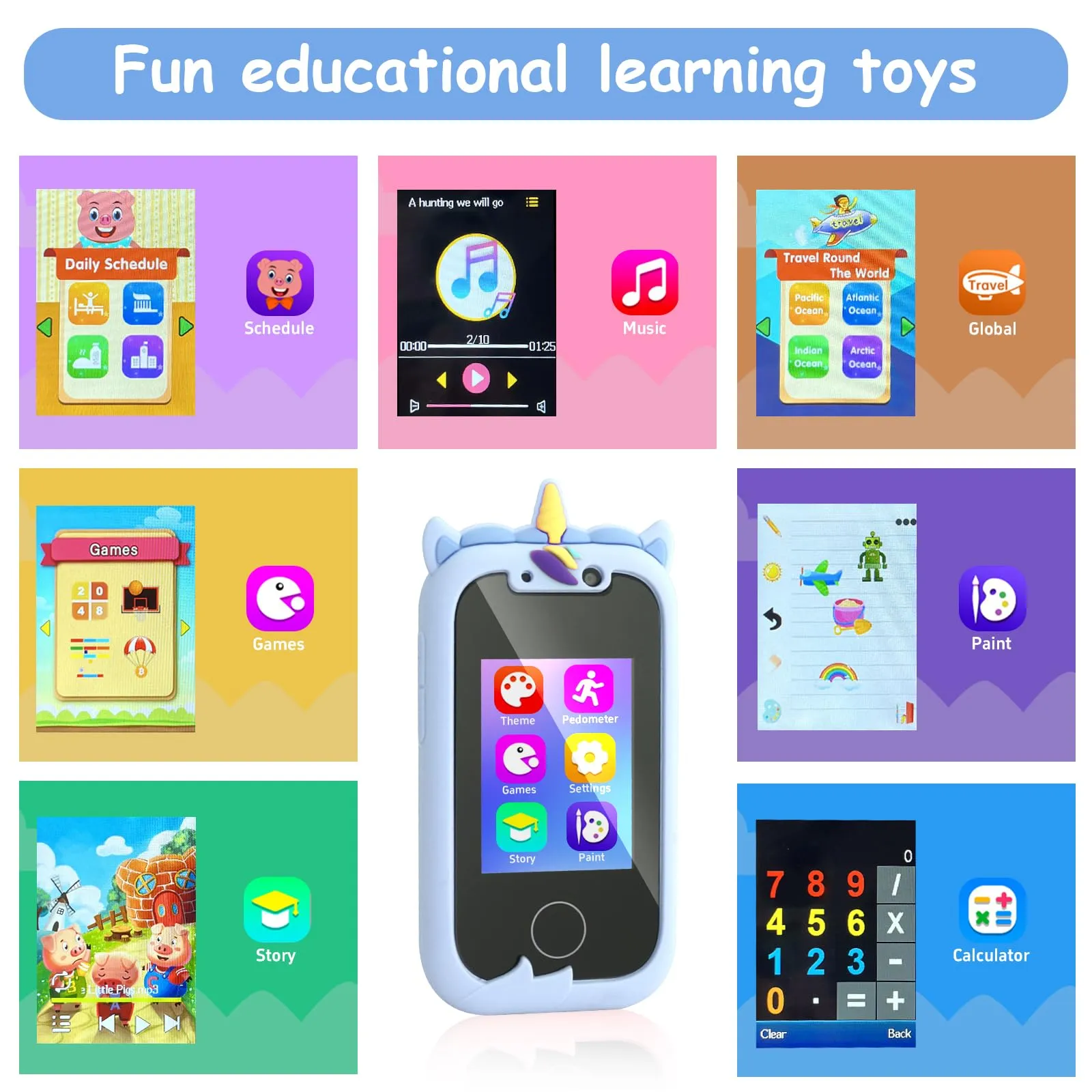 Daxiongmao Smart Phone for Kids & 3 -7 Year Old Boys Toys Unicorns Gifts Touchscreen Learning Toy Birthday Gifts