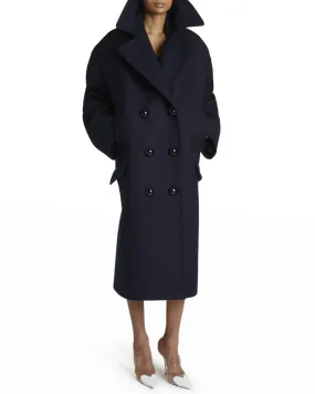 Double-Breasted Blouson Wool Coat