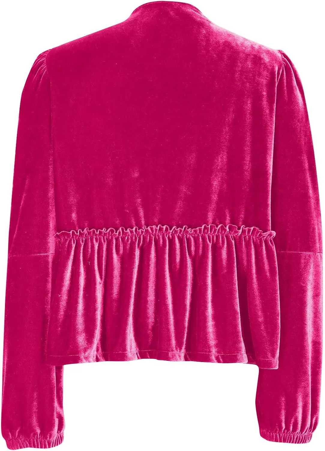 Elegant Tops for Women Trendy 2025 Long Sleeve Bow Tie Front Crop Velvet Shirts Cute Y2K Cloth Peplum Babydoll Blouse