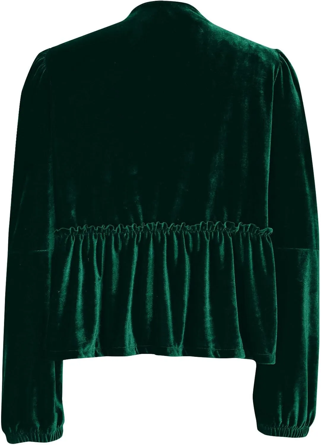 Elegant Tops for Women Trendy 2025 Long Sleeve Bow Tie Front Crop Velvet Shirts Cute Y2K Cloth Peplum Babydoll Blouse