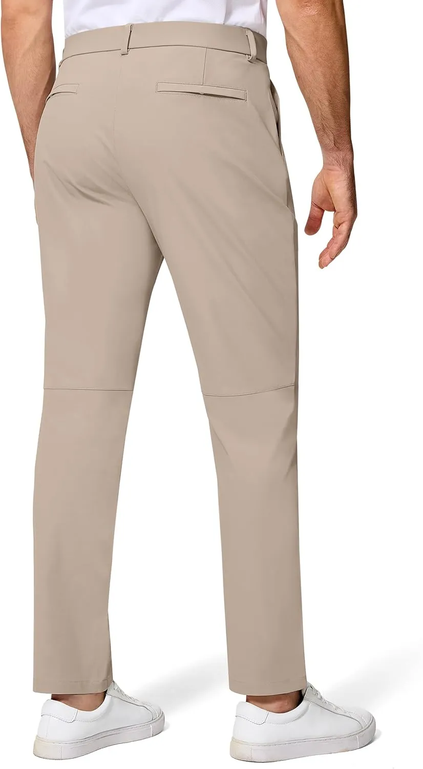 Golf Pants Men 30" 32" 34" Inseam 5 Pockets Stretch Slim Fit Lightweight Quick Dry Dress Chino Trousers