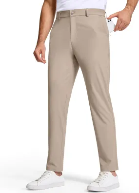 Golf Pants Men 30" 32" 34" Inseam 5 Pockets Stretch Slim Fit Lightweight Quick Dry Dress Chino Trousers