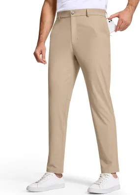 Golf Pants Men 30" 32" 34" Inseam 5 Pockets Stretch Slim Fit Lightweight Quick Dry Dress Chino Trousers