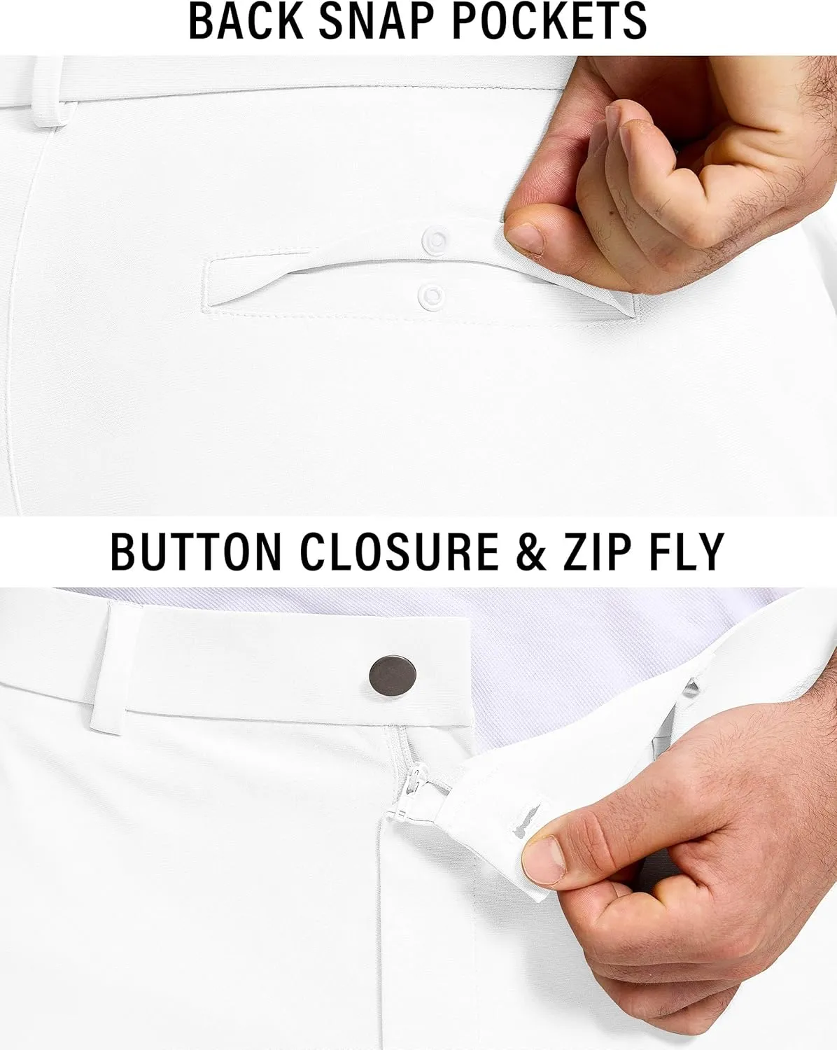 Golf Pants Men 30" 32" 34" Inseam 5 Pockets Stretch Slim Fit Lightweight Quick Dry Dress Chino Trousers