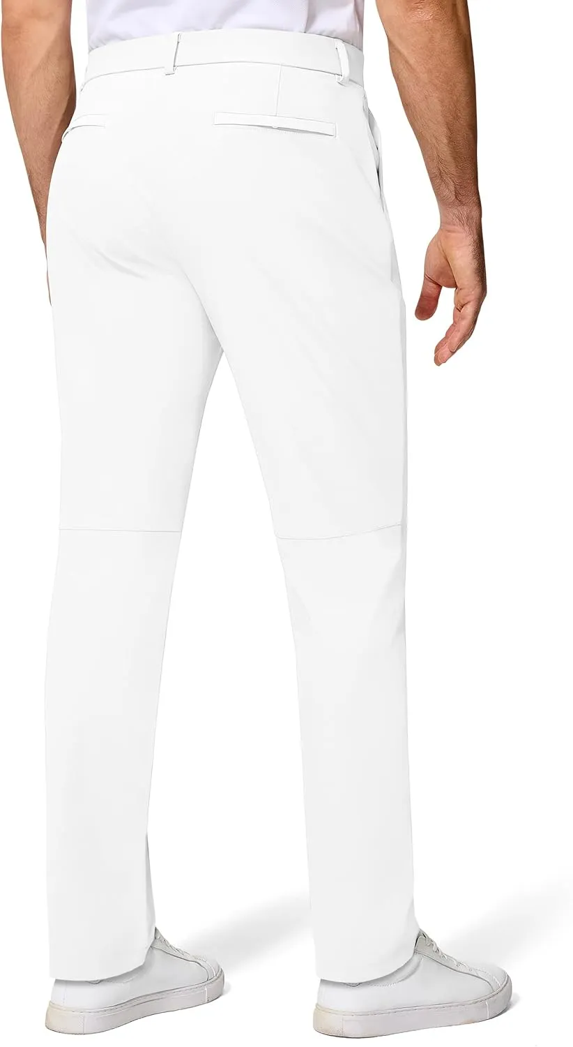 Golf Pants Men 30" 32" 34" Inseam 5 Pockets Stretch Slim Fit Lightweight Quick Dry Dress Chino Trousers