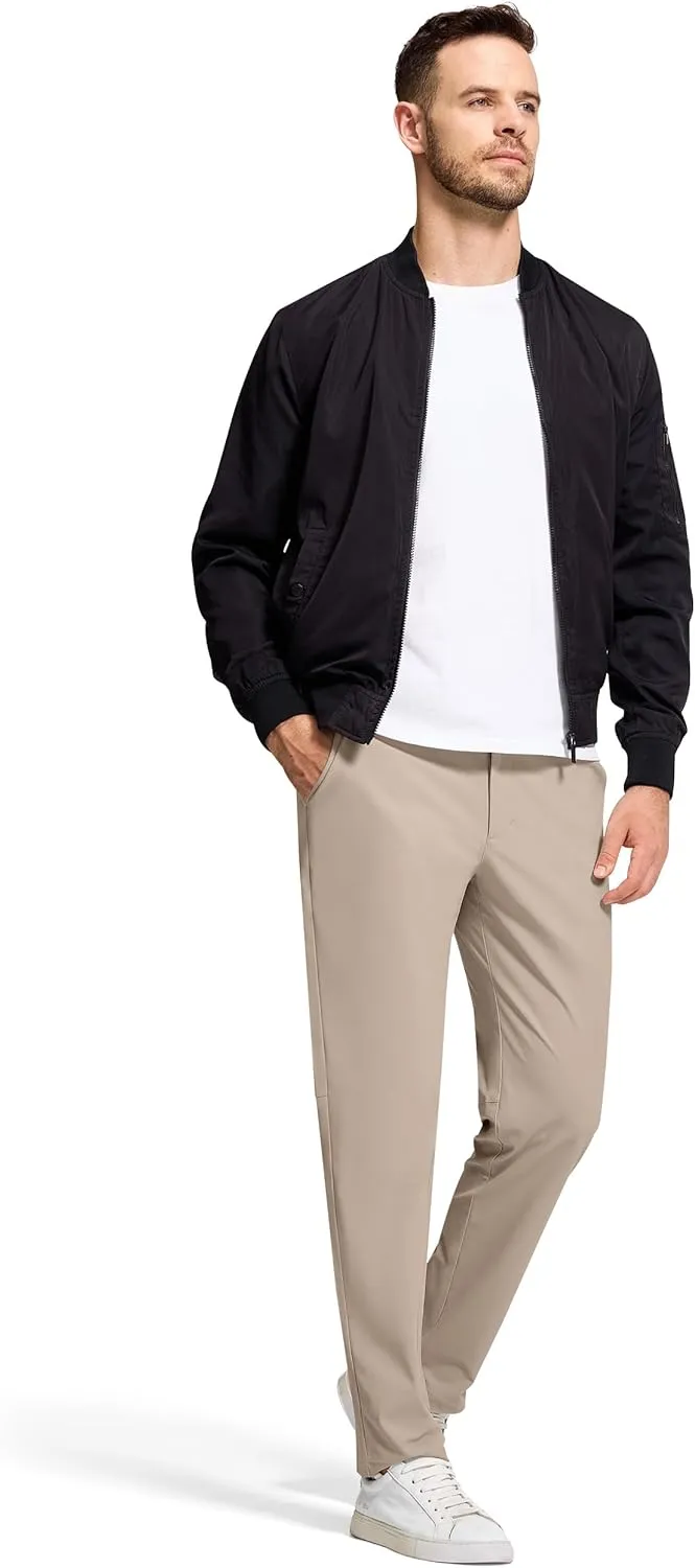Golf Pants Men 30" 32" 34" Inseam 5 Pockets Stretch Slim Fit Lightweight Quick Dry Dress Chino Trousers
