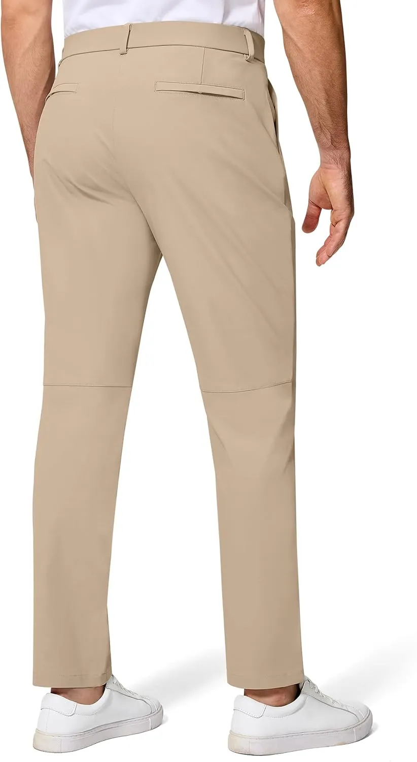 Golf Pants Men 30" 32" 34" Inseam 5 Pockets Stretch Slim Fit Lightweight Quick Dry Dress Chino Trousers
