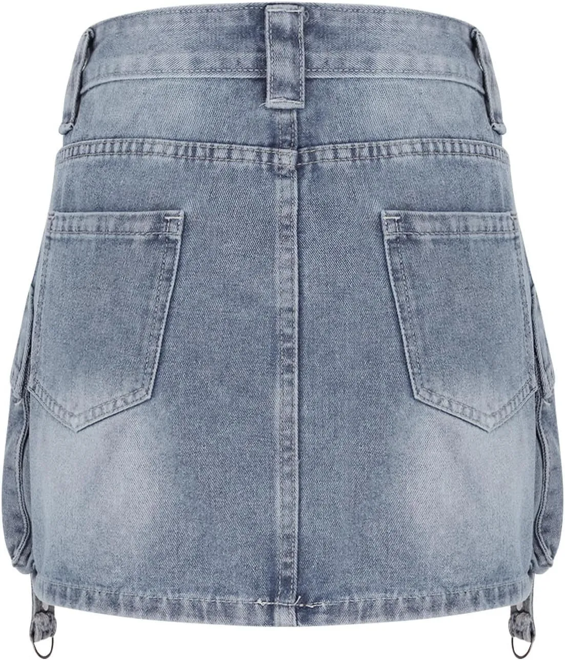 HGps8w Women's Y2K Denim Mini Skirt Classic Zipper Button High Waisted Bodycon Cargo Skirts with Flap Pockets