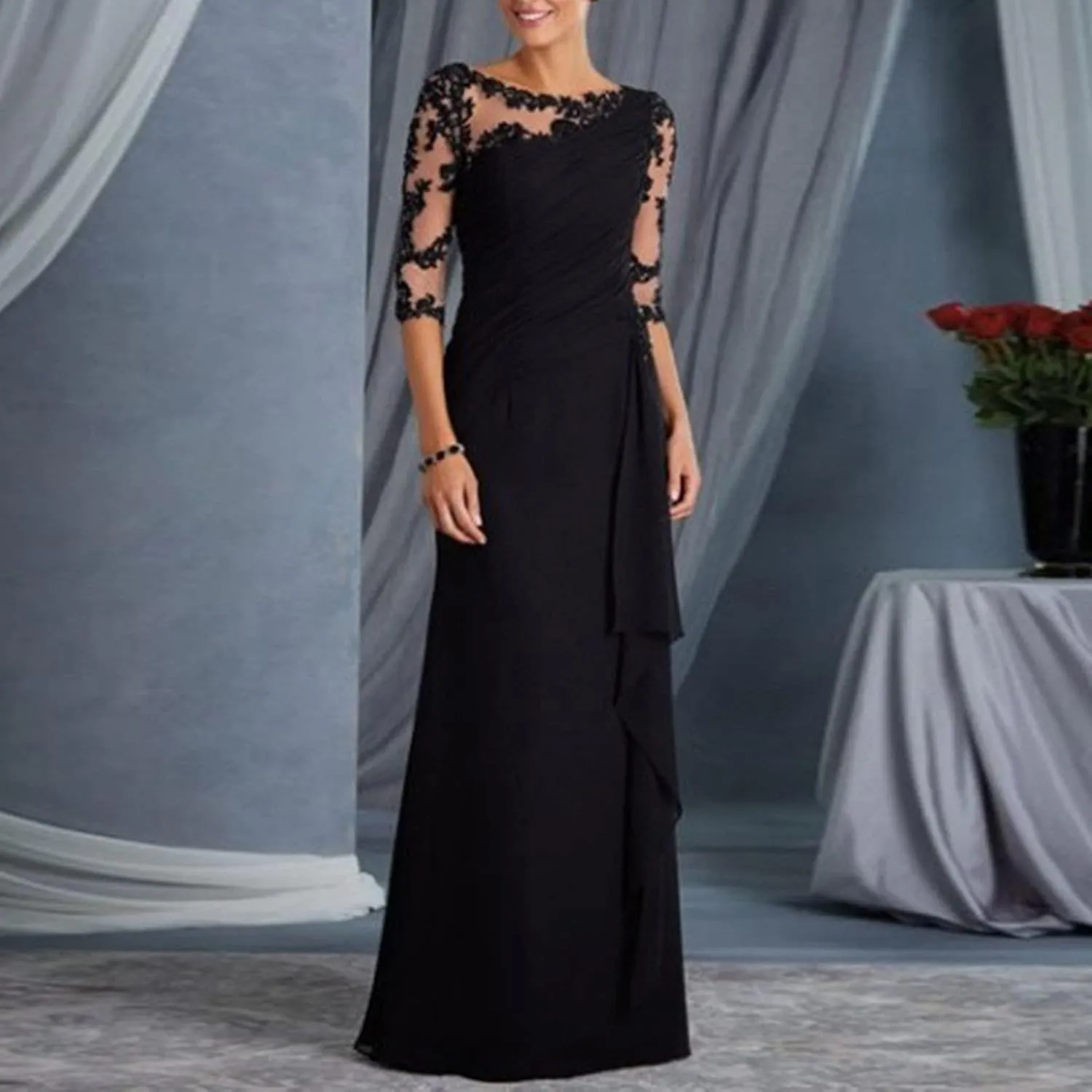 Lace Wedding Guest Dresses for Women Short Mother of The Groom Dresse Mother of The Bride Dress Chiffon Formal Evening Dress