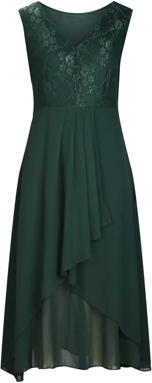 Lace Wedding Guest Dresses for Women Short Mother of The Groom Dresse Mother of The Bride Dress Chiffon Formal Evening Dress