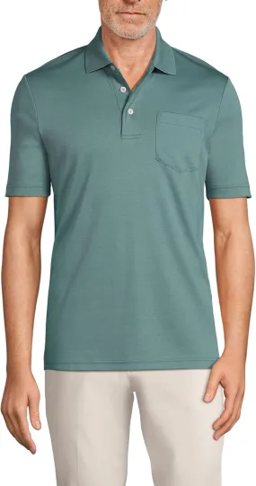 Lands' End Men's Short Sleeve American-Grown Supima Cotton Polo Shirt with Pocket
