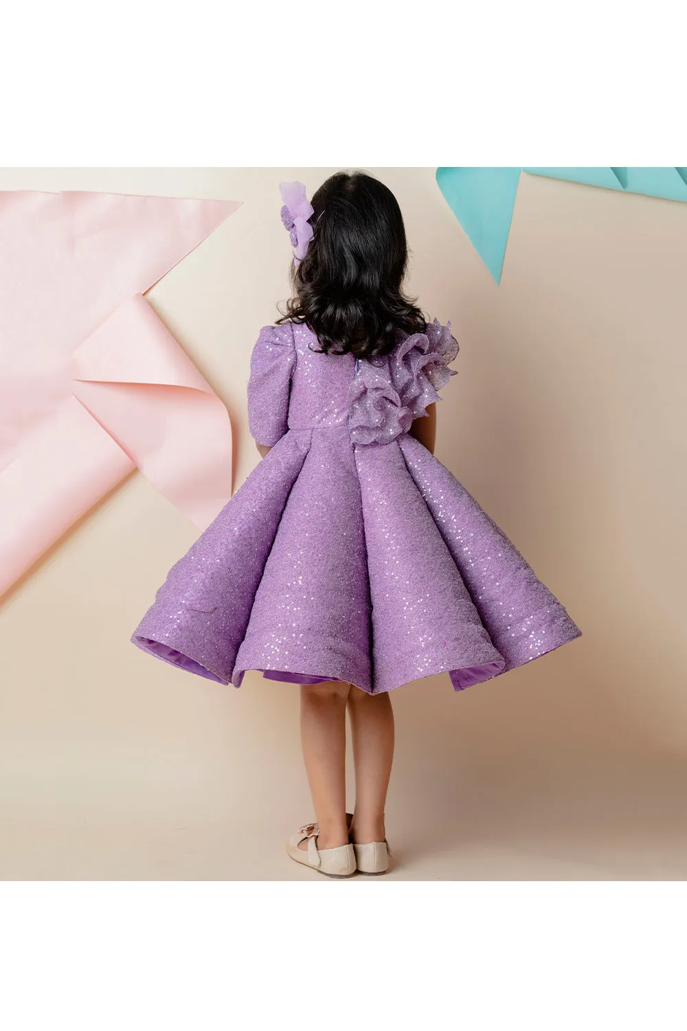 Lavender sequins structured dress