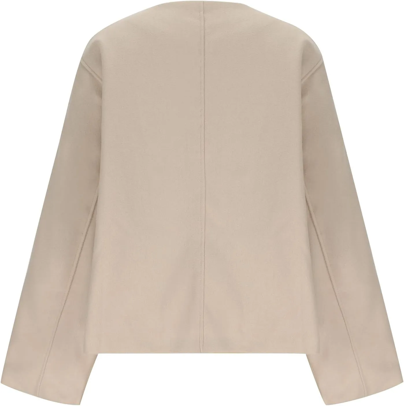 Lmdudan Women Cropped Pea Coat 2024 Winter Casual Jacket Classic Lapel Collar Open Front Fashion Loose Cardigan Outerwear