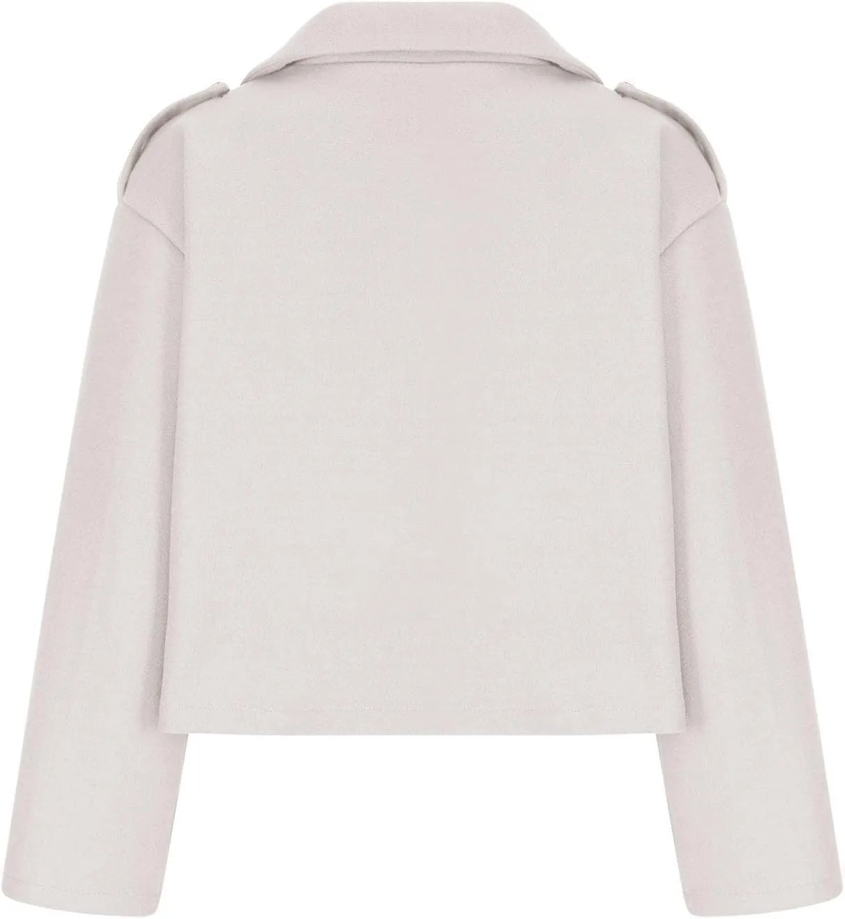 Lmdudan Women's Cropped Wool Blend Coat Notch Lapel Blazer Jacket Business Casual Winter Crop Pea Coat Cardigan Tops