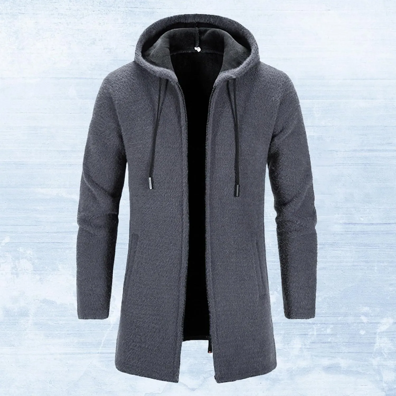 Men's Wool Blend Trench Coat Hooded Long Jackets Plsu Size Thermal Causal Smart Business Coat Warm Winter Overcoat