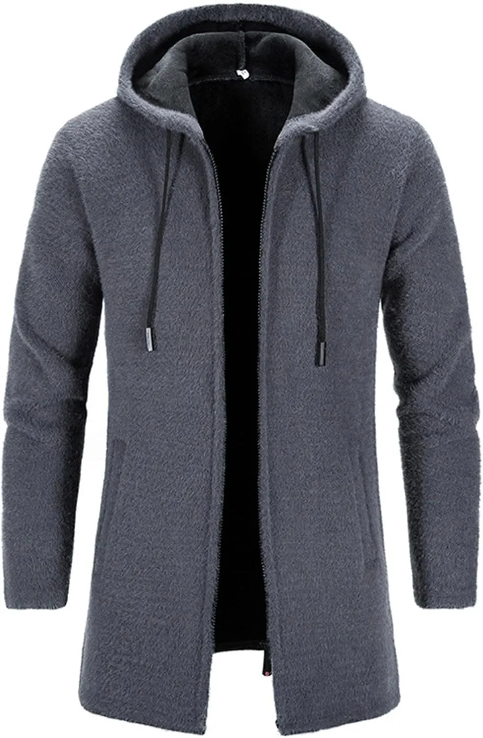 Men's Wool Blend Trench Coat Hooded Long Jackets Plsu Size Thermal Causal Smart Business Coat Warm Winter Overcoat