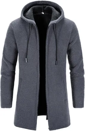 Men's Wool Blend Trench Coat Hooded Long Jackets Plsu Size Thermal Causal Smart Business Coat Warm Winter Overcoat