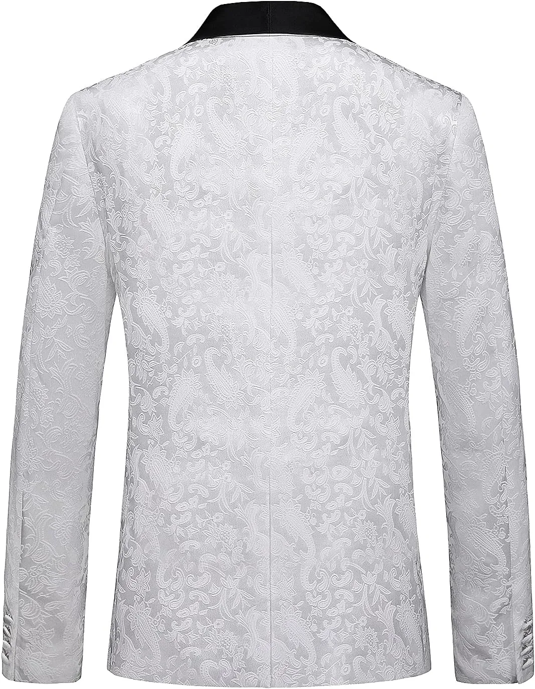 MOGU Mens 3 Piece Tuxedo Slim Fit Jacquard Floral Vintage Groomsmen Wedding Prom Suit