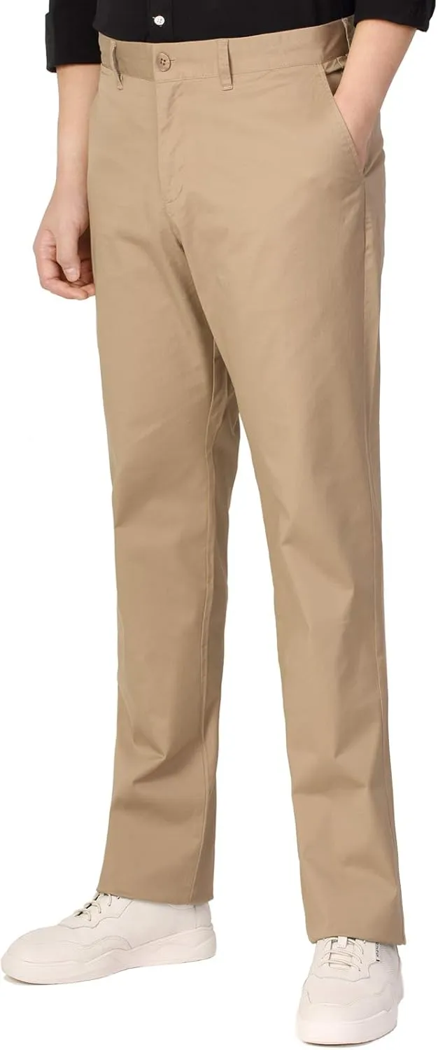 P&L Men's Casual Pants Straight Fit Cotton Stretch Flat Front Trousers for Man