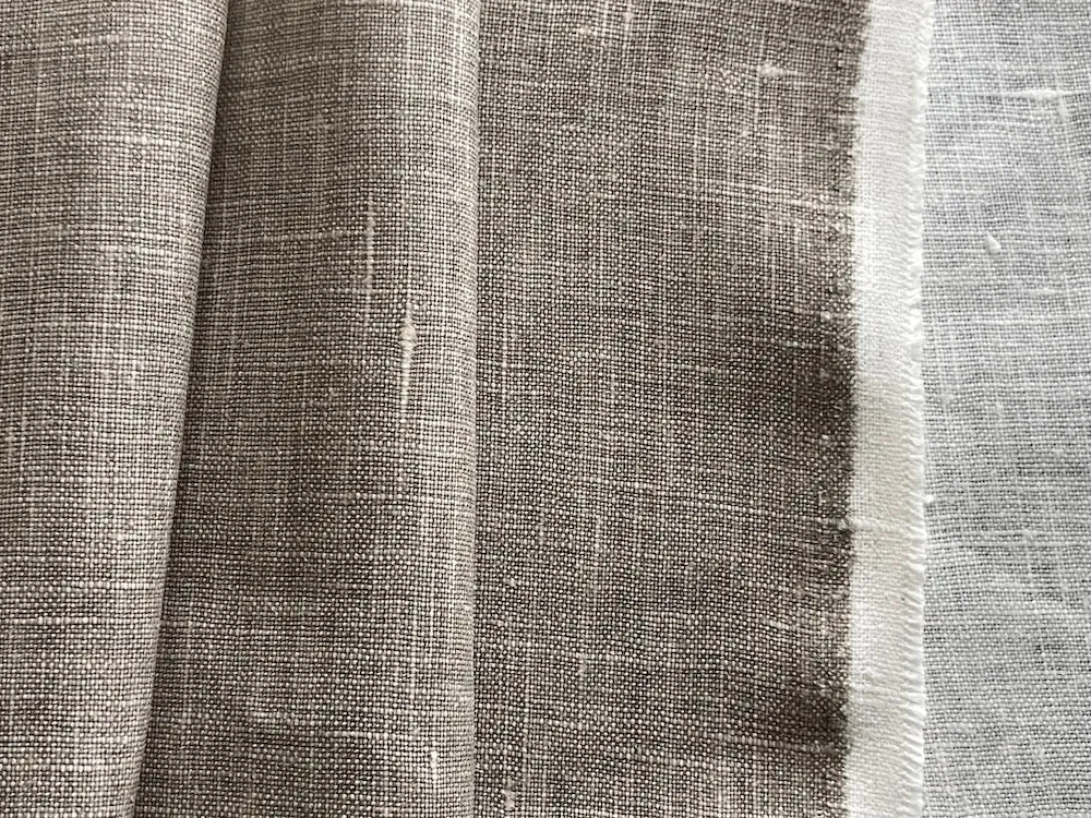 Semi-Sheer Slubby Dip-Dyed Khaki Linen (Made in Italy)