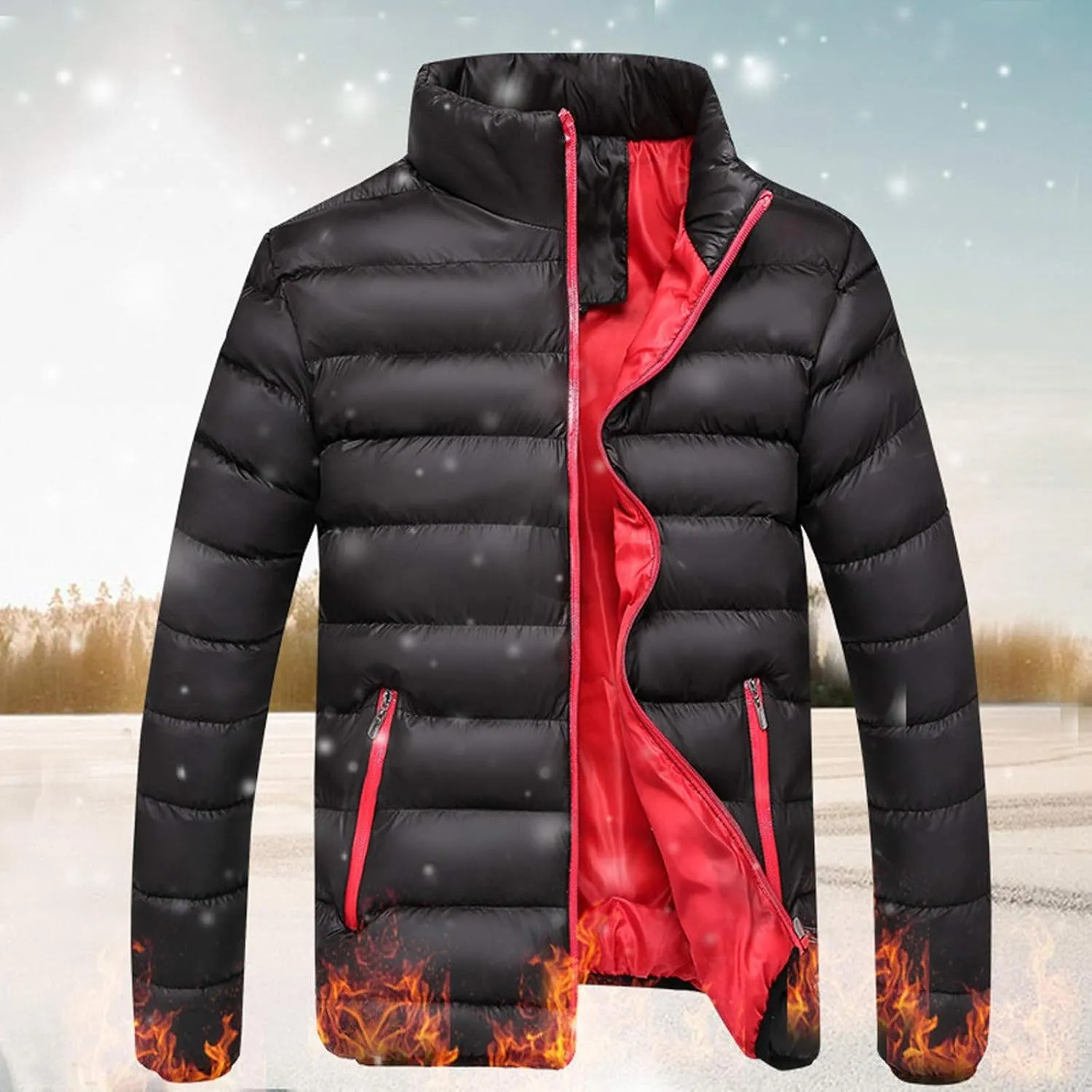 SHOPESSA Men's Lightweight Puffer Jackets Stand Collar Down Coat Coat for Womens Fashion Winter Warm Windbreaker