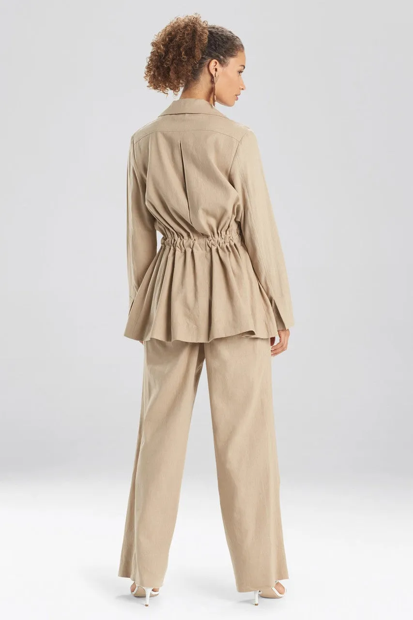 Solid Linen Belted Jacket