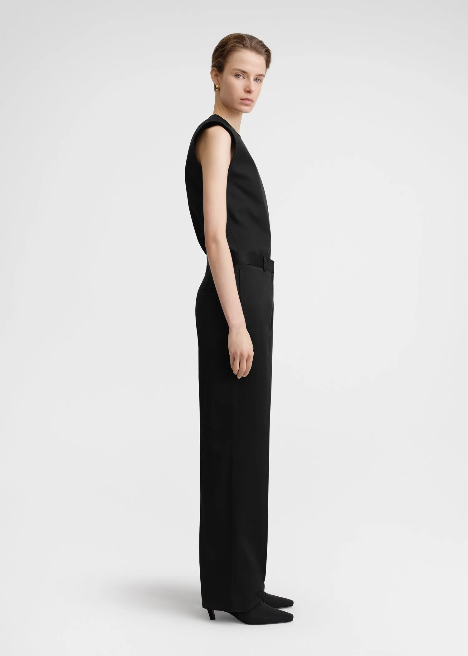 Straight satin trousers black