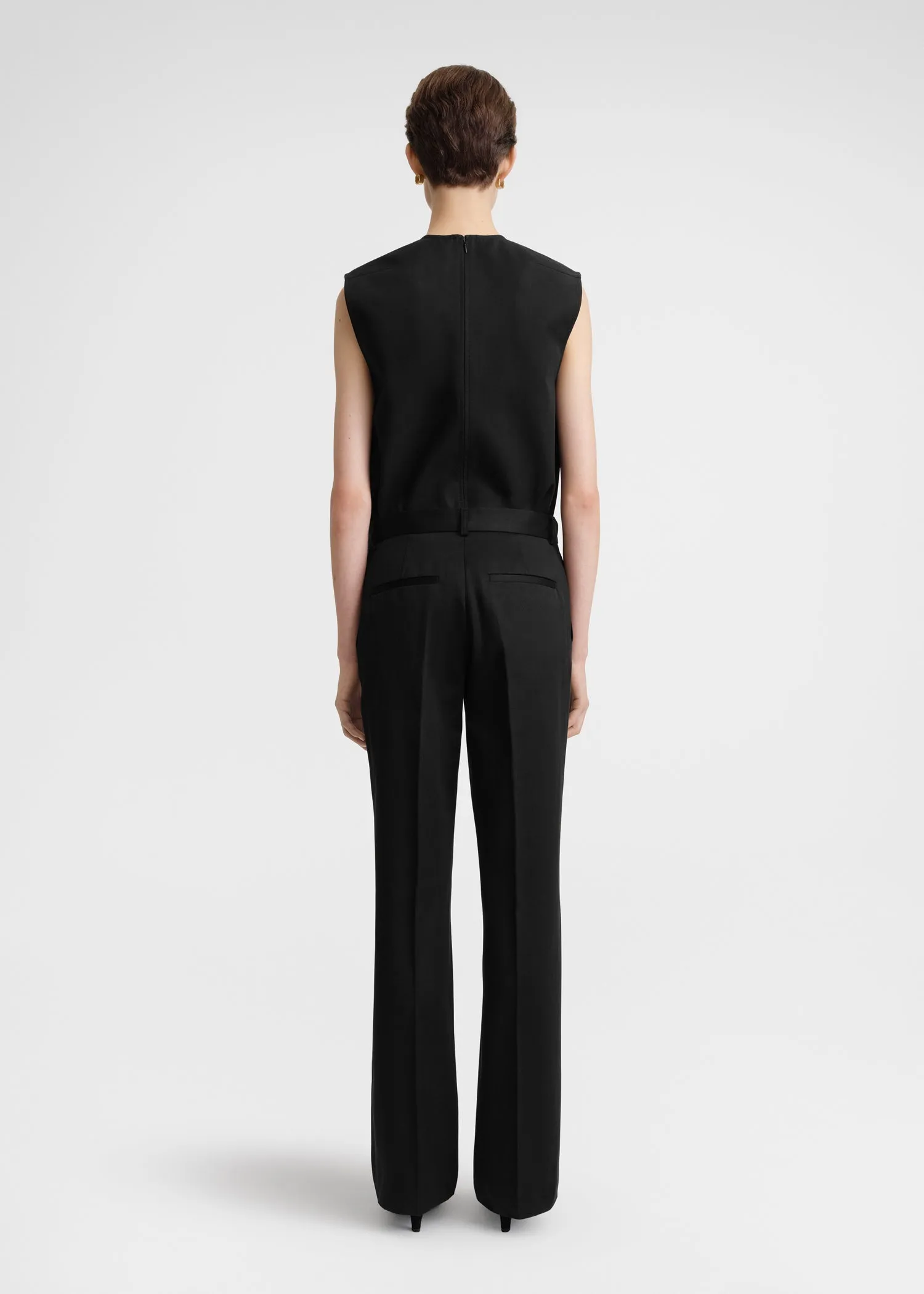 Straight satin trousers black