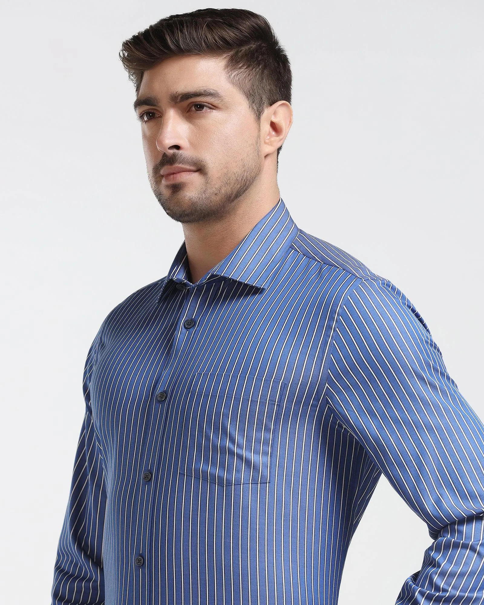 Temp Tech Formal Blue Stripe Shirt - Carmen