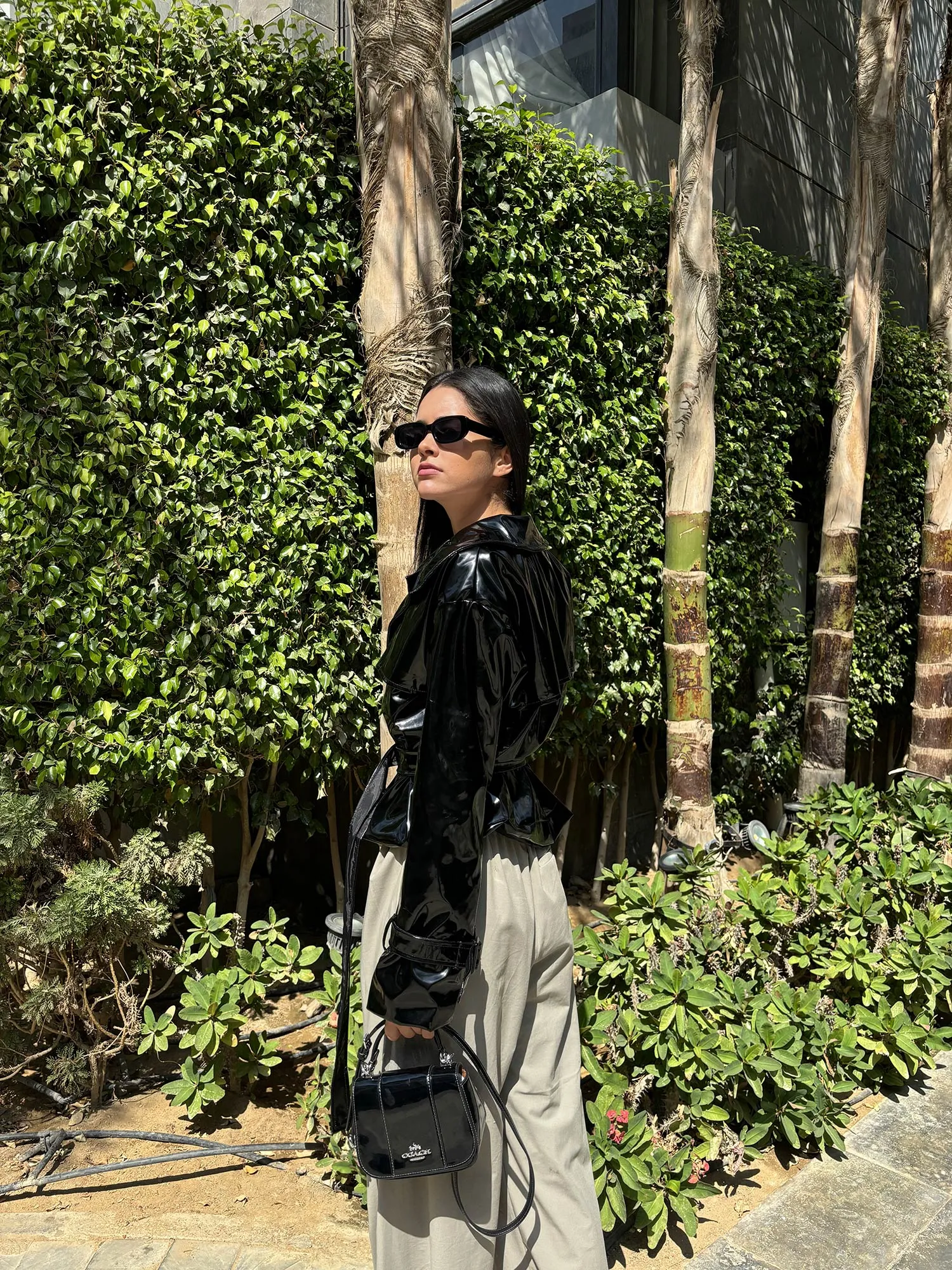 The Glazed Belted Latex Jacket - Leocansa