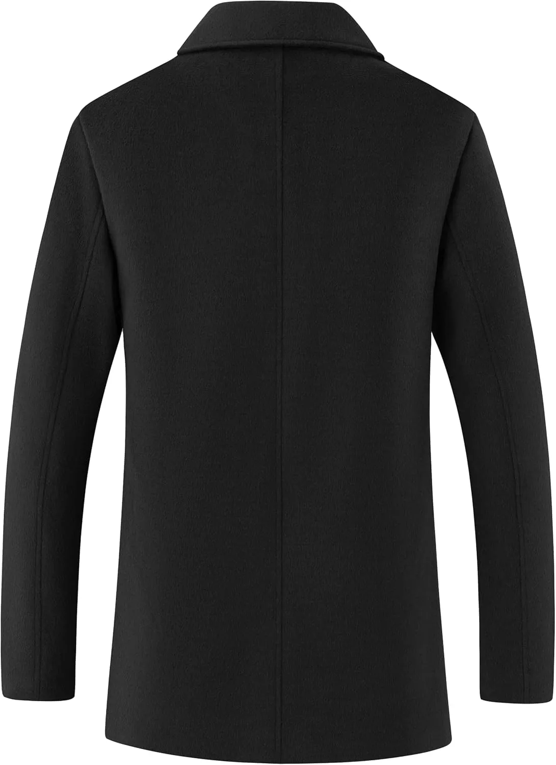 wantdo Men's Single Breasted Pea Coat Windproof Winter Coat Classic Notched Collar Military Jacket