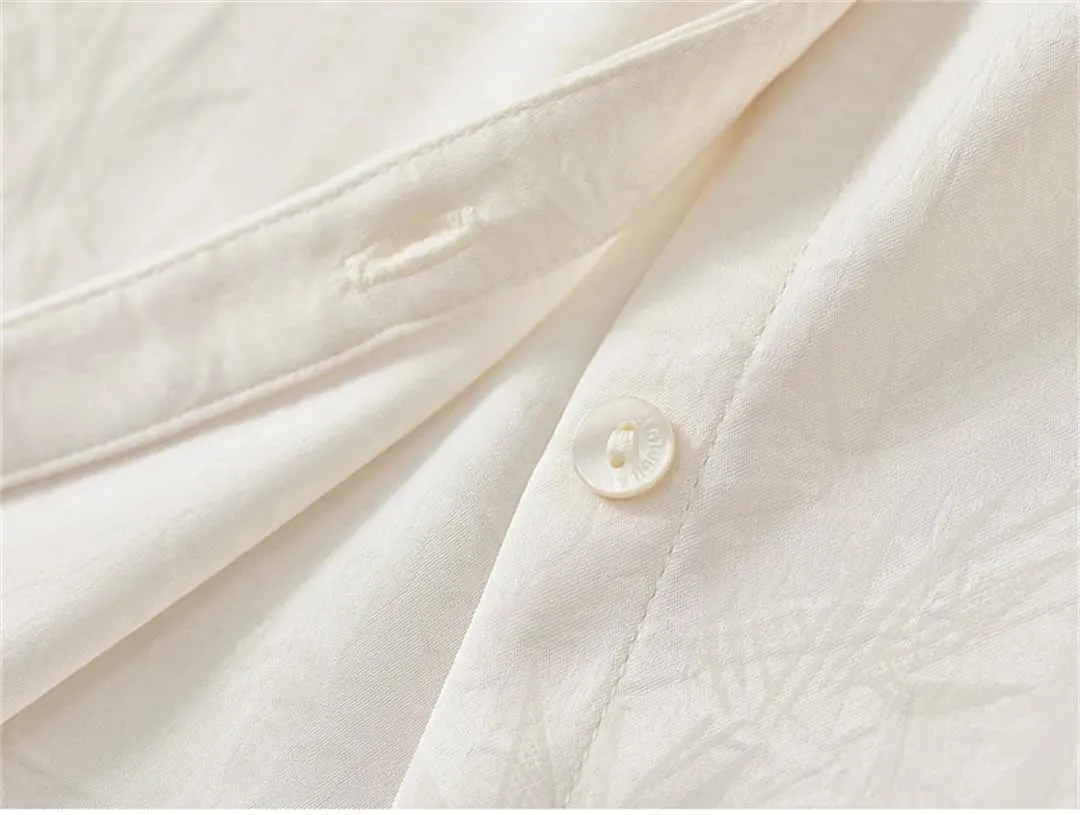 Women Elegant Jacquard Shirts Chiffon Ruffles Sleeve Buttons Blouses Casual Office Lady Top