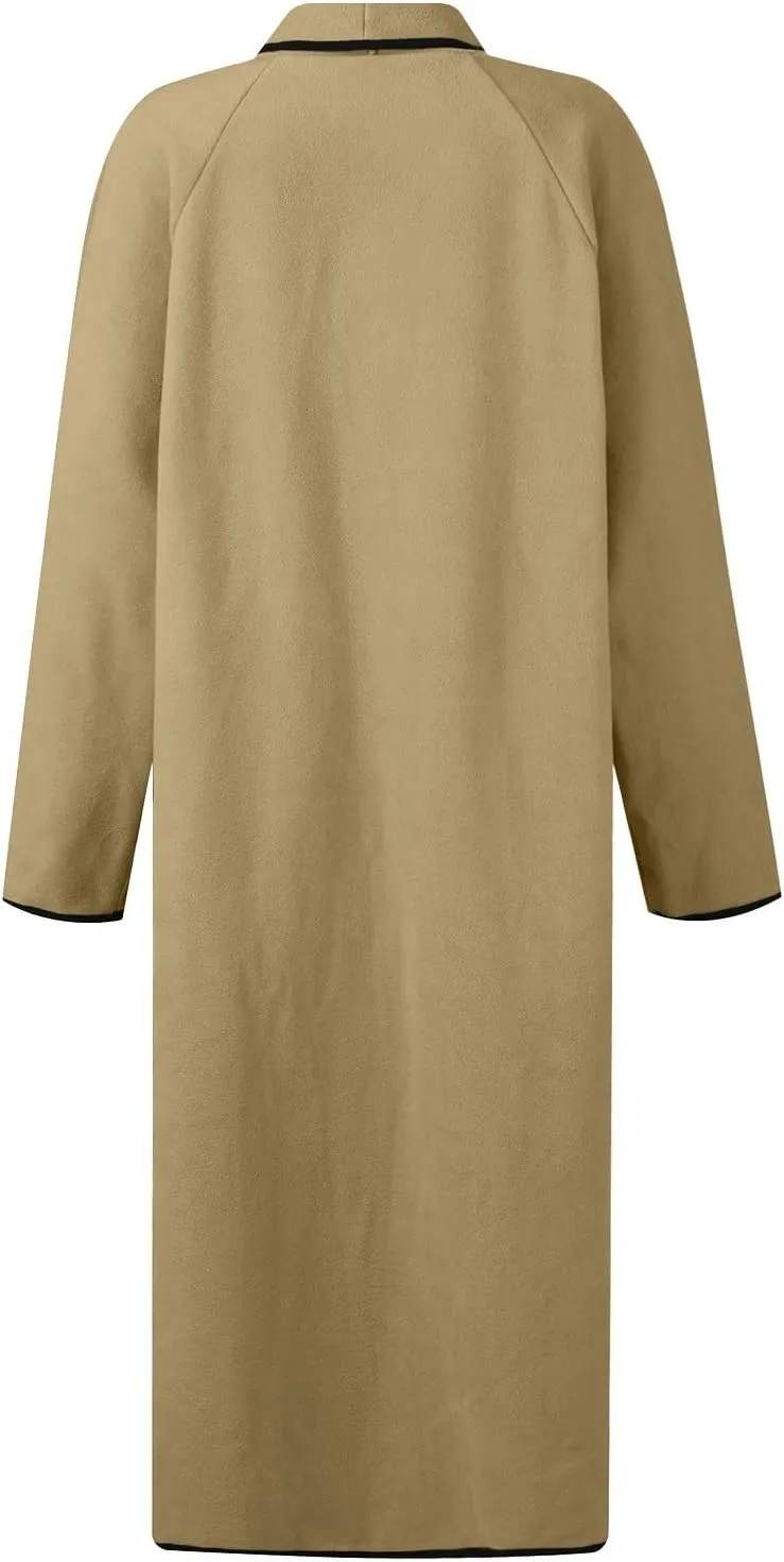 Women's Fall Coats 2025 Coats Double Breasted Slim Long Trench Coat With Belt Warm Winter Overcoat, M-2XL