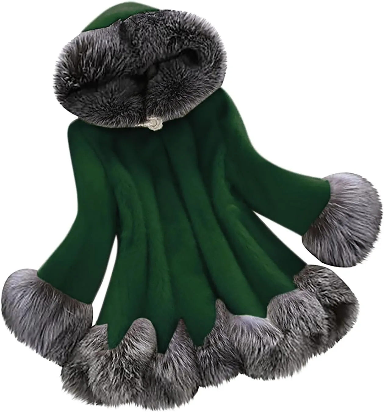 Women's Faux Fur Coat 2024 Winter Fashion Fuzzy Fluffy Long Sleeve Jacket Plus Size Thickened Warm Hoodies Outerwear