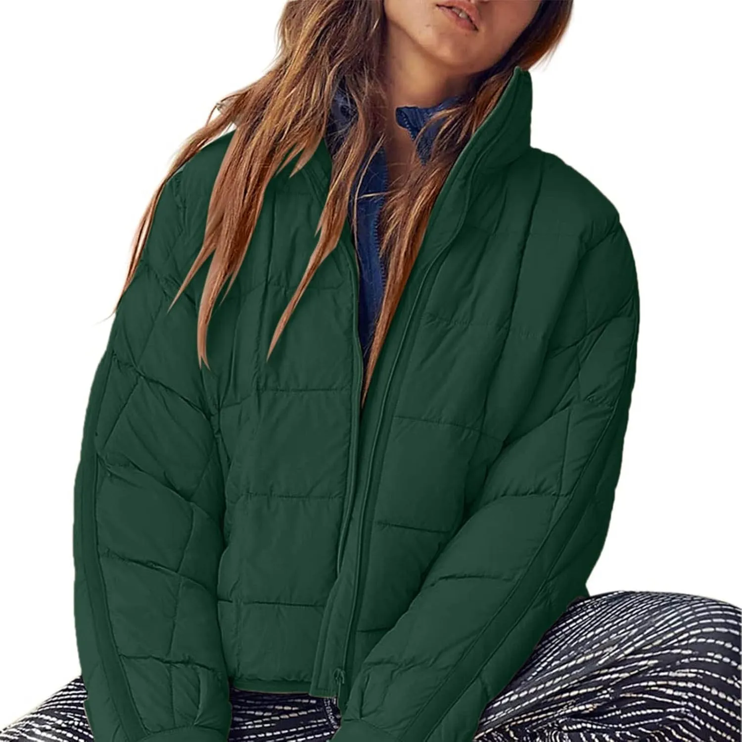 Womens Lightweight Puffer Jacket Quilted for Women Jacket Reversible Button Down With Hood Puffer Fancy Fit It Coat