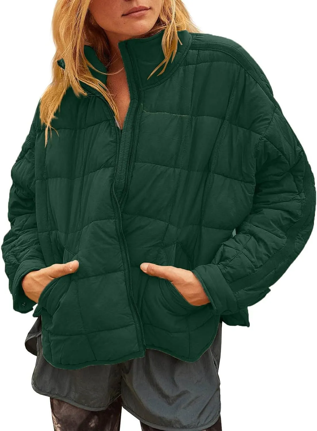 Womens Lightweight Puffer Jacket Quilted for Women Jacket Reversible Button Down With Hood Puffer Fancy Fit It Coat
