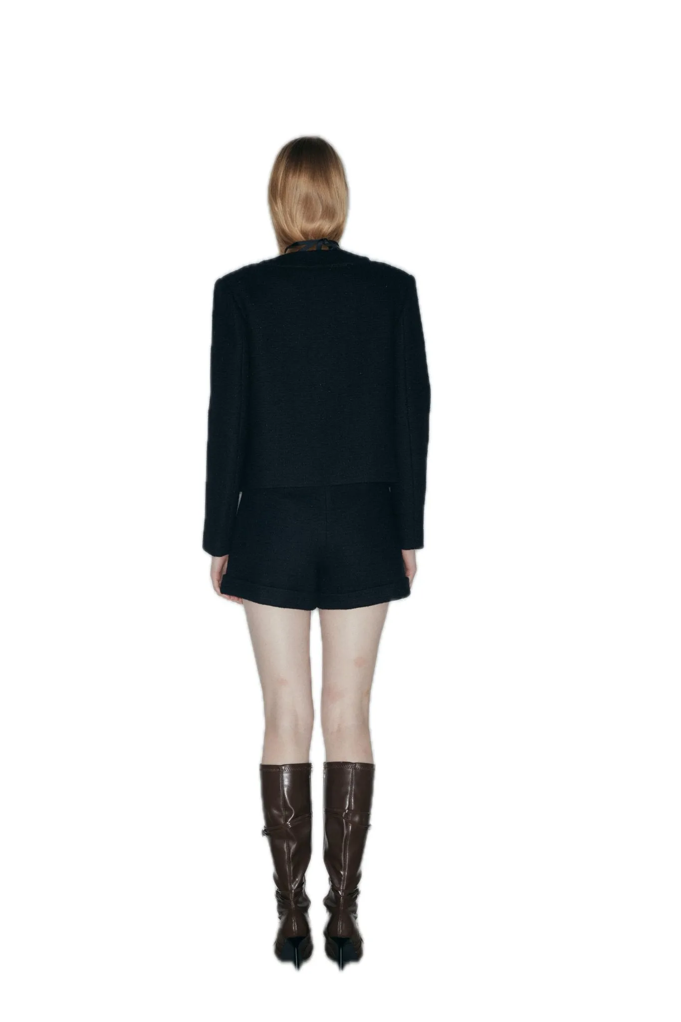 Wool-Blend Tweed Jacket In Black