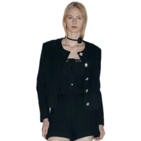 Wool-Blend Tweed Jacket In Black